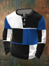 Lässiger Henley mit Kontrastwaffelmuster für Herren cherishyouo